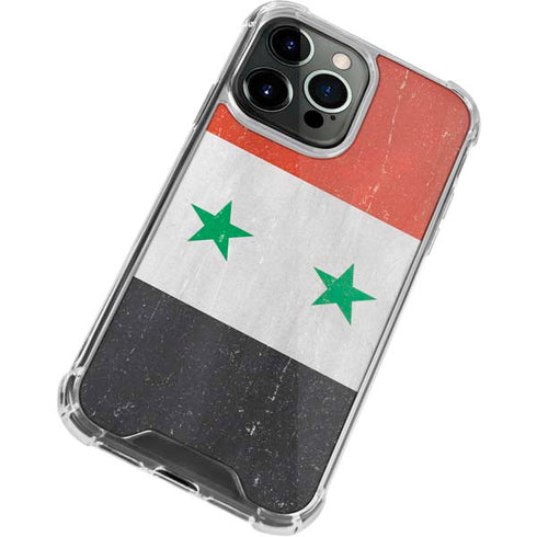 Syria Flag Distressed iPhone 14 Pro Clear Case